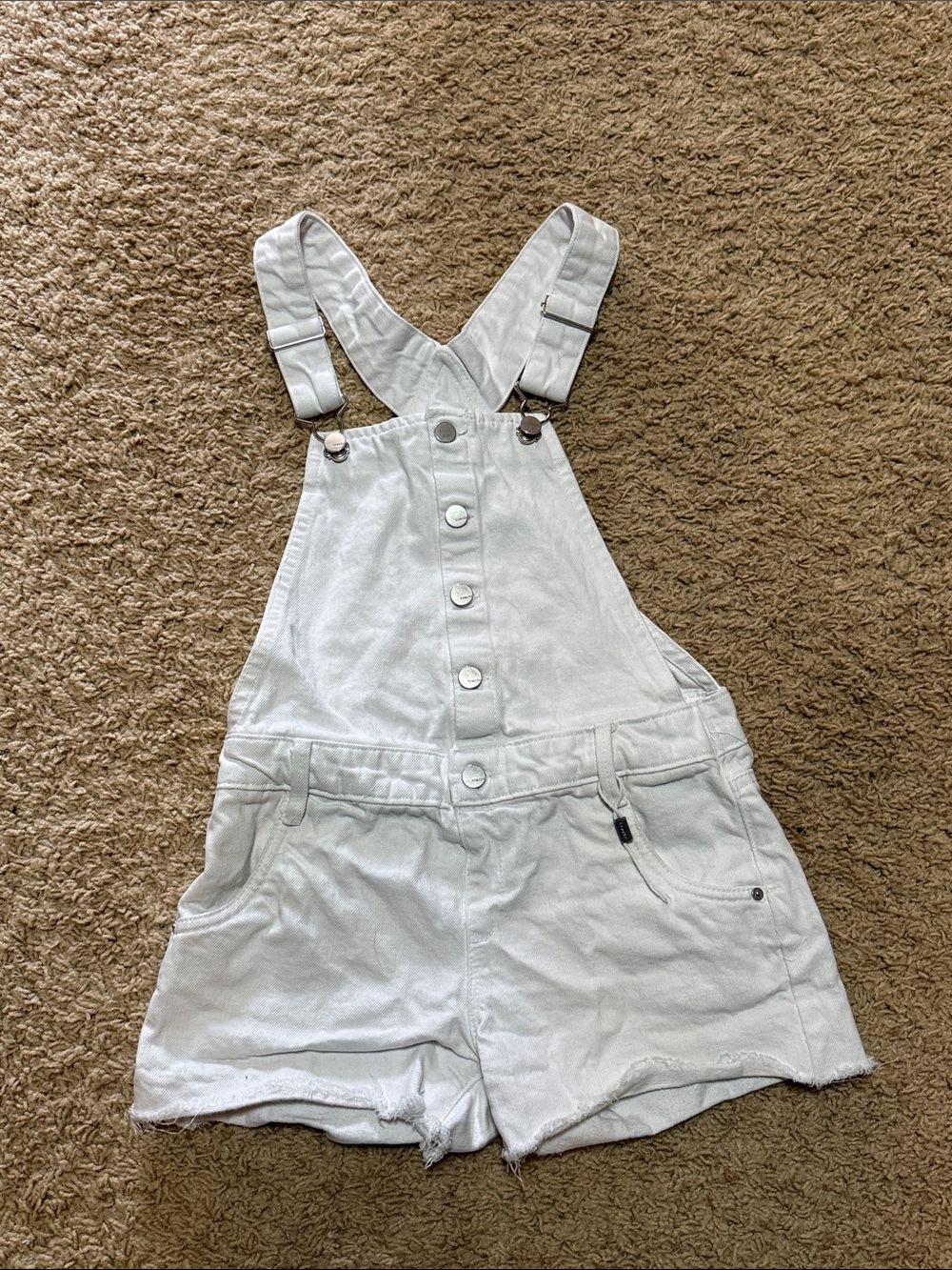 Tractr White Denim Short Overalls for Kids